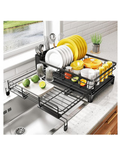 Escurridor de Platos Extensible SNTD Acero Inoxidable Negro