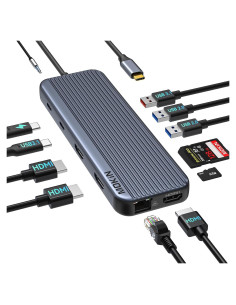 Estación de Acoplamiento MOKiN 12 en 1 USB-C 3 HDMI 4K