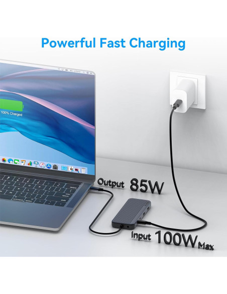 Estación de Acoplamiento MOKiN 12 en 1 USB-C 3 HDMI 4K