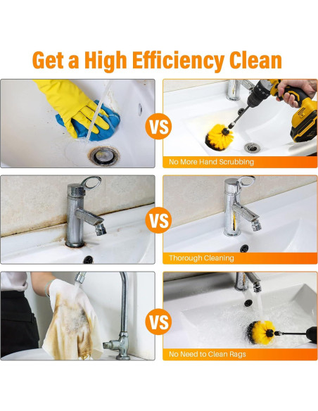 Juego de Cepillos de Limpieza AstroAI 6 Piezas Nylon Amarillo