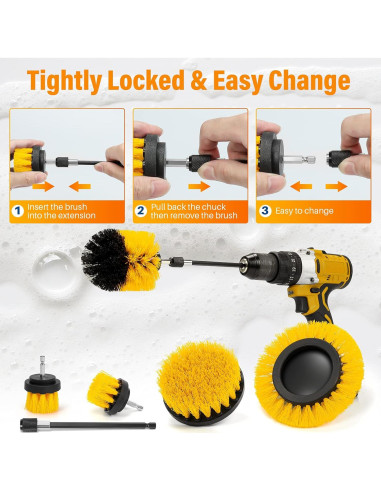 Juego de Cepillos de Limpieza AstroAI 6 Piezas Nylon Amarillo