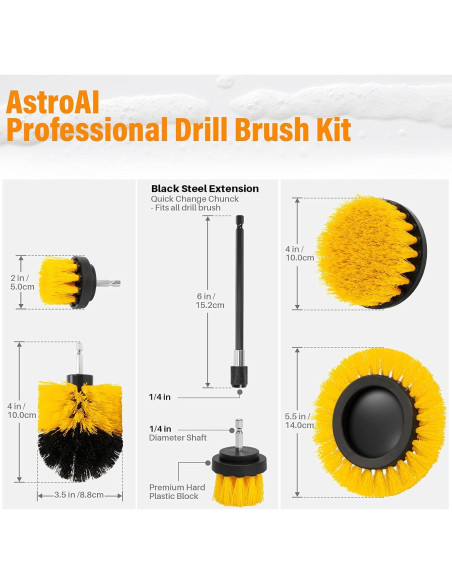 Juego de Cepillos de Limpieza AstroAI 6 Piezas Nylon Amarillo