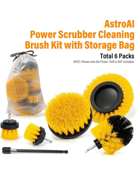 Juego de Cepillos de Limpieza AstroAI 6 Piezas Nylon Amarillo