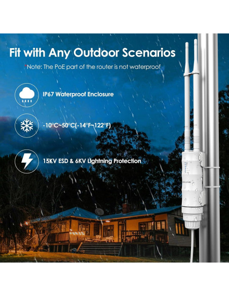 Extensor WiFi Exterior WAVLINK AC1200 Doble Banda IP67