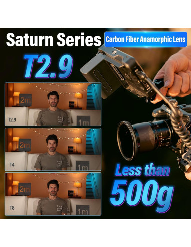 Lente Anamórfica SIRUI Saturn 50mm T2.9 RF 455g Destello Azul