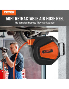 Carrete de Manguera de Aire Retráctil VEVOR 3/8" x 15m 300PSI 2