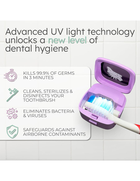 Desinfectante de Cepillos de Dientes UV-C Rayz Lavanda 99.9% en 3 Min