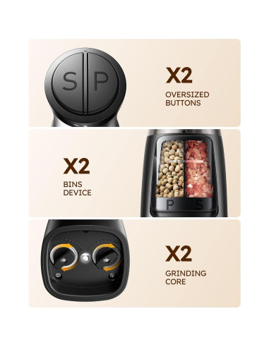 Molinillo Eléctrico de Sal y Pimienta Sangcon 2 en 1 Automático