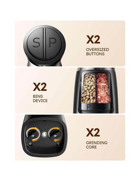 Molinillo Eléctrico de Sal y Pimienta Sangcon 2 en 1 Automático