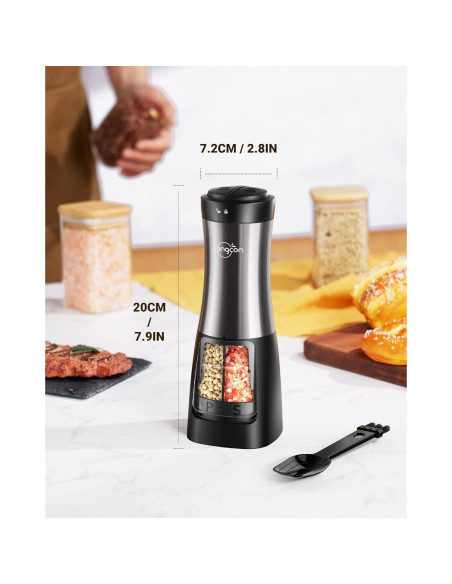 Molinillo Eléctrico de Sal y Pimienta Sangcon 2 en 1 Automático