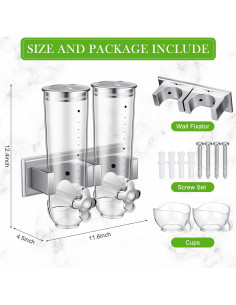 Contenedores de Cereal Huwena 4 Sets 12L Almacenamiento Plata 2