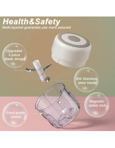 Mini Picadora Eléctrica ROVIGO 370g 2 Tazas USB Blanco 2