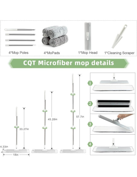 Mopa de Microfibra CQT 18" con Mango de Acero Inoxidable