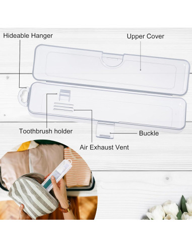 Estuche de Viaje para Cepillos de Dientes Yeeco 2 Piezas 20x4.7cm