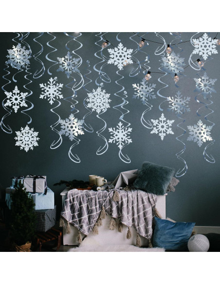 32 Espirales Colgantes Copos de Nieve PartyGarden - Decoración Invierno