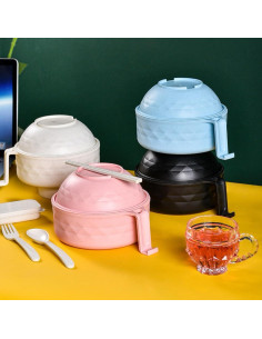 Tazón de Ramen para Microondas MIIDNTLX con Tapa - Negro 2