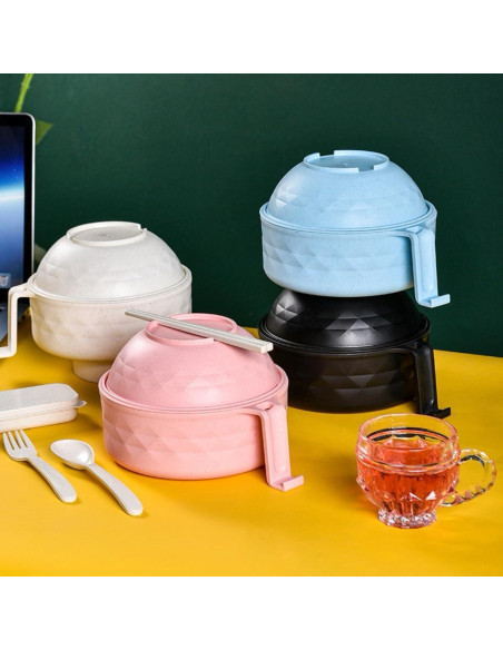 Tazón de Ramen para Microondas MIIDNTLX con Tapa - Negro