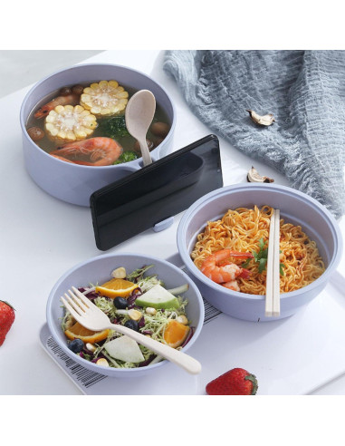 Tazón de Ramen para Microondas MIIDNTLX con Tapa - Negro