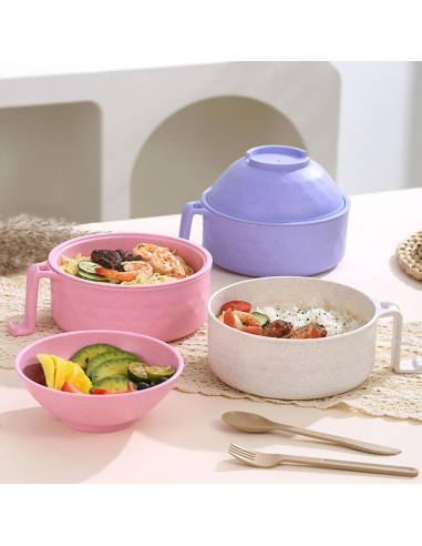 Tazón de Ramen para Microondas MIIDNTLX con Tapa - Negro