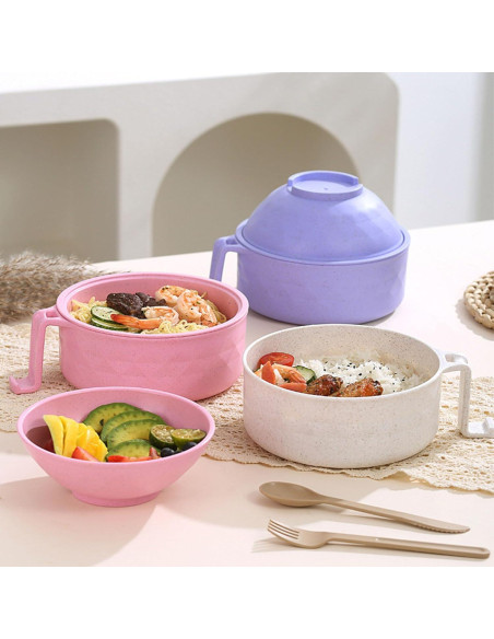 Tazón de Ramen para Microondas MIIDNTLX con Tapa - Negro