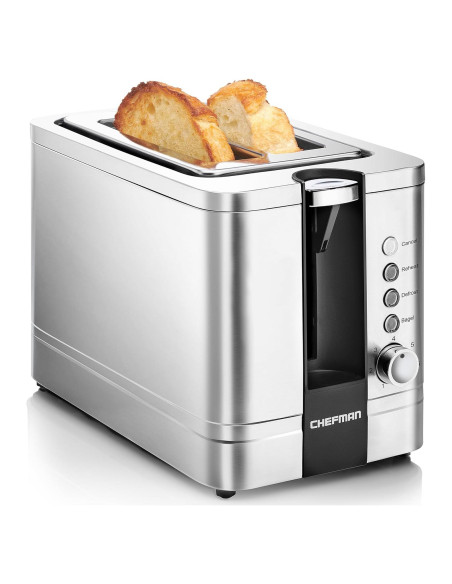 Tostadora Chefman 2 Rebanadas Acero Inoxidable 850W Plata