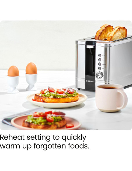Tostadora Chefman 2 Rebanadas Acero Inoxidable 850W Plata