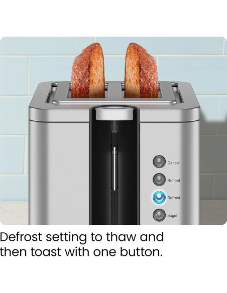 Tostadora Chefman 2 Rebanadas Acero Inoxidable 850W Plata