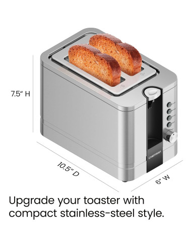 Tostadora Chefman 2 Rebanadas Acero Inoxidable 850W Plata