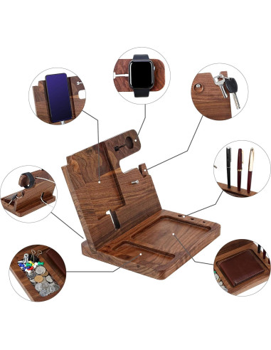 Estación de Acoplamiento de Madera Awofer - Organizador Personalizado