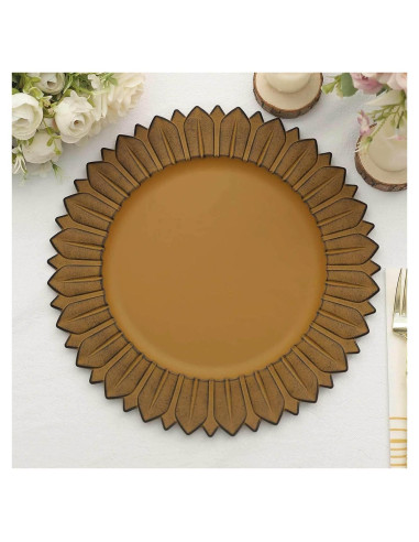 Platos Cargadores de Plástico Efavormart 33 cm Amarillo Mostaza