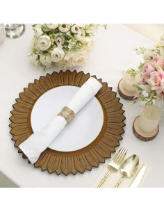 Platos Cargadores de Plástico Efavormart 33 cm Amarillo Mostaza 2