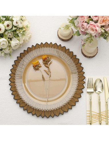 Platos Cargadores de Plástico Efavormart 33 cm Amarillo Mostaza