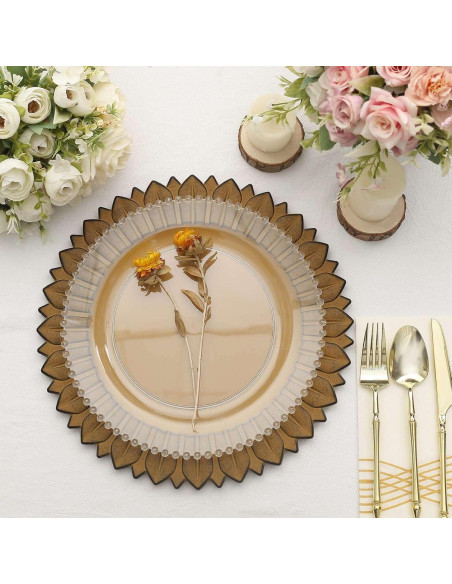 Platos Cargadores de Plástico Efavormart 33 cm Amarillo Mostaza