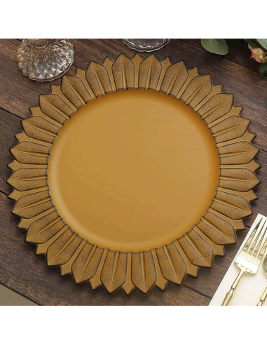 Platos Cargadores de Plástico Efavormart 33 cm Amarillo Mostaza