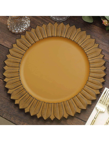 Platos Cargadores de Plástico Efavormart 33 cm Amarillo Mostaza