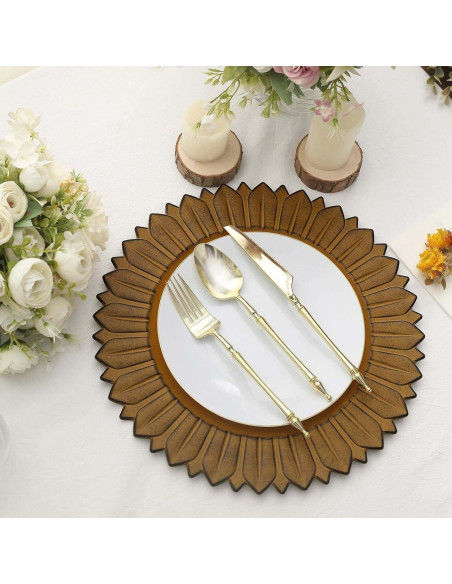 Platos Cargadores de Plástico Efavormart 33 cm Amarillo Mostaza