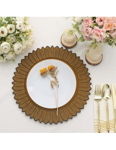 Platos Cargadores de Plástico Efavormart 33 cm Amarillo Mostaza