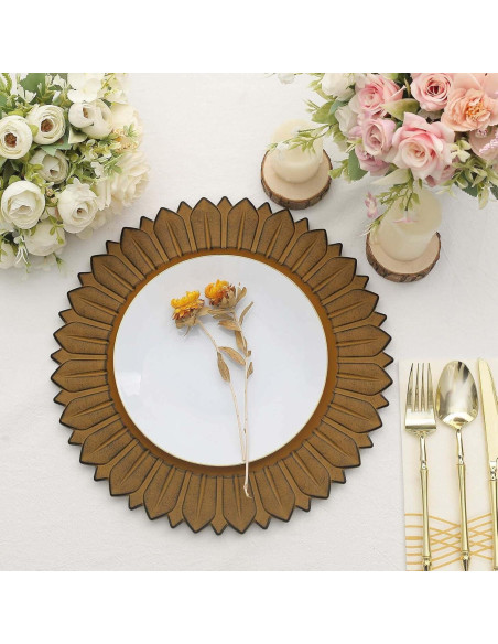 Platos Cargadores de Plástico Efavormart 33 cm Amarillo Mostaza