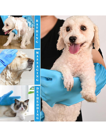 Guantes de Aseo para Mascotas 1TO3GO Azul - Silicona Resistente