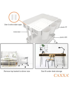 Carrito Organizador Rodante CAXXA 3 Niveles Blanco 54.43 kg 2