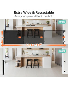 Puerta Retráctil para Bebés y Mascotas COMOMY 118" Ancha 2