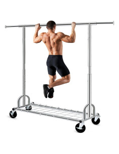 Perchero Rodante HOKEEPER Cromo 238.14kg Ajustable 3 Estantes