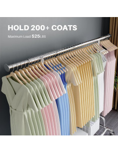 Perchero Rodante HOKEEPER Cromo 238.14kg Ajustable 3 Estantes 2