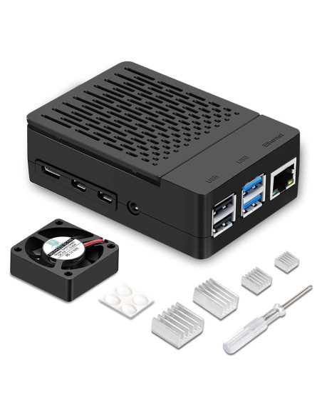 Caja de ABS para Raspberry Pi 4 iUniker con ventilador y disipador