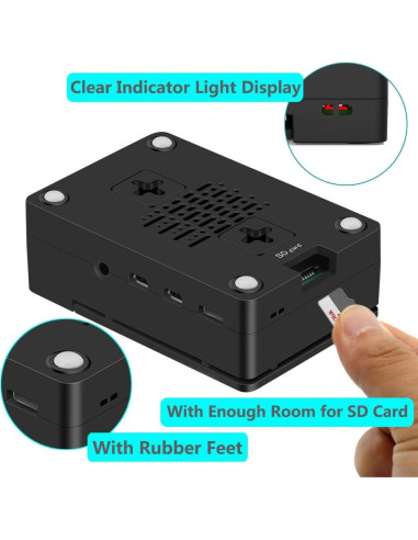 Caja de ABS para Raspberry Pi 4 iUniker con ventilador y disipador