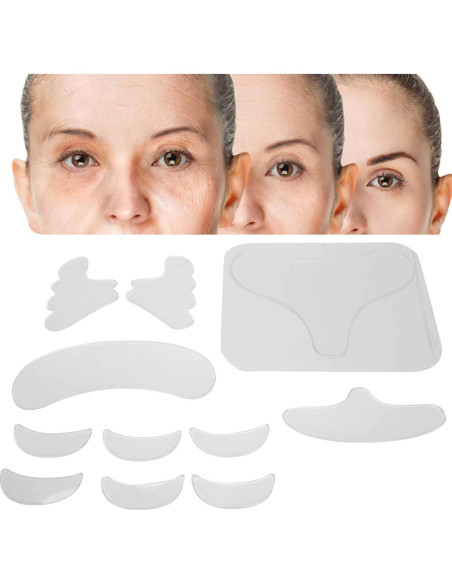 11 Piezas Parches Faciales de Silicona Anti-arrugas Brrnoo