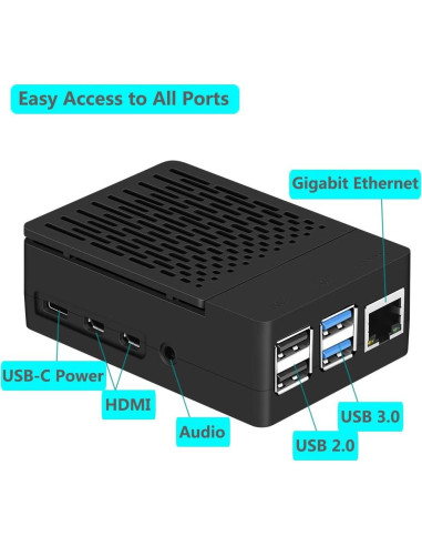 Caja de ABS para Raspberry Pi 4 iUniker con ventilador y disipador