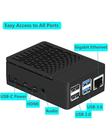 Caja de ABS para Raspberry Pi 4 iUniker con ventilador y disipador