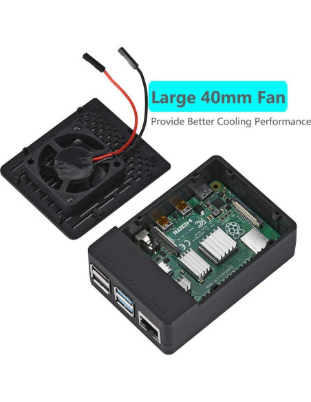 Caja de ABS para Raspberry Pi 4 iUniker con ventilador y disipador
