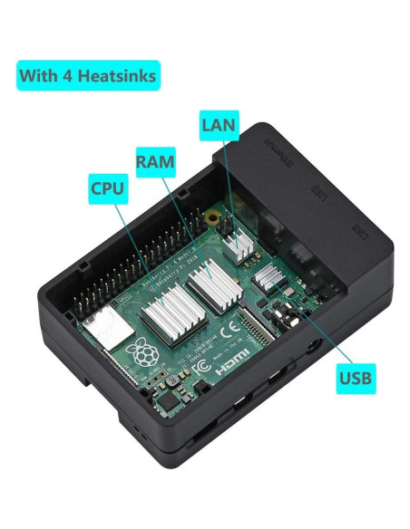 Caja de ABS para Raspberry Pi 4 iUniker con ventilador y disipador